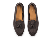 Sagan Classic Tassel Loafers In Bark Grey Asteria Suede