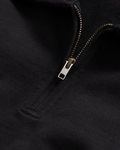 COLLAN ZIP COLLAR SWEATSHIRT - BLACK 19oz. ALL COTTON LOOPBACK TERRY FLEECE