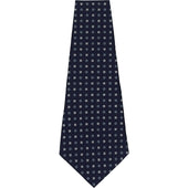 Floral Printed Silk Tie - Navy - Self-Tipped