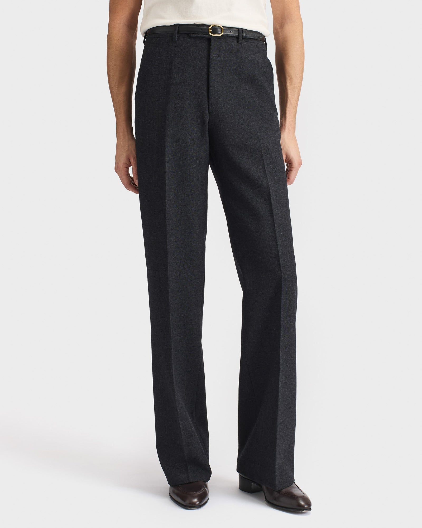 Pantalon Large En Fresco De Laine 3 Ply Anthracite