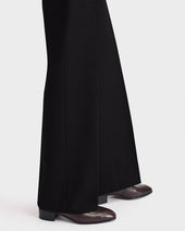 Pantalon Large En Fresco De Laine 3 Ply Noir