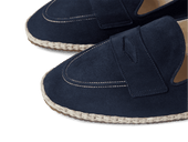 Calvi Slippers In Marina Luxe Suede And Gros Grain