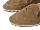 Calvi Slippers In Noix Luxe Suede And Gros Grain