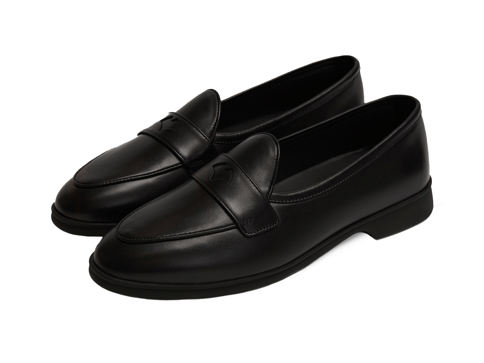 Stride Penny Loafers In Milled Calf Dark Sole