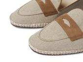 Calvi Slippers In Flax Linen And Vachette Luxe Suede