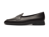 Stride Penny Loafers In Dark Brown Moorland Calf With Shearling Lining