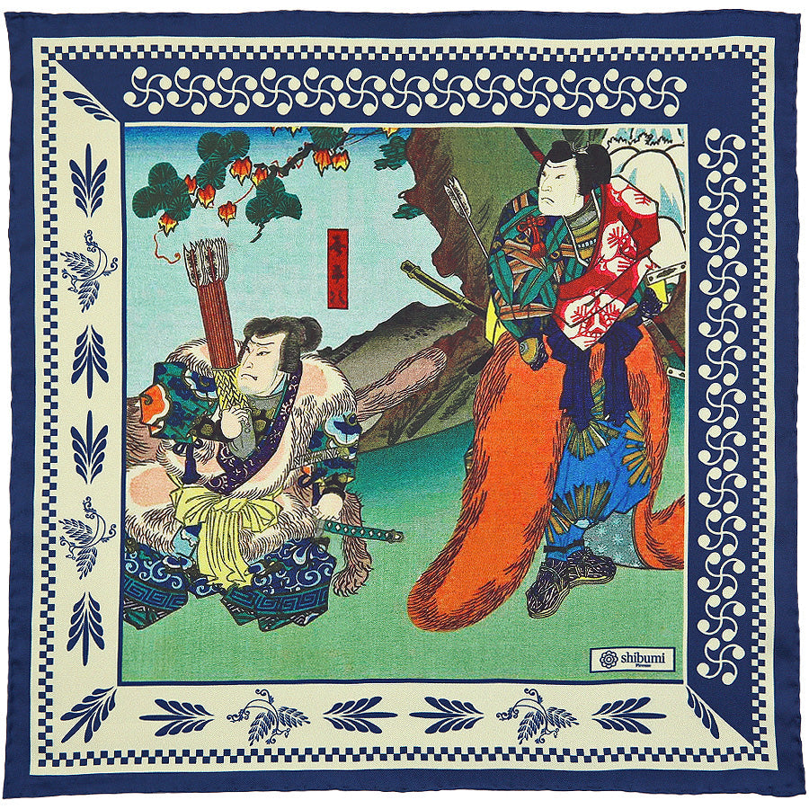 Ukiyo E Silk Pocket Square Kari 40x40cm