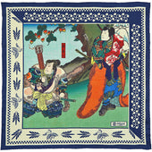 Ukiyo-e Silk Pocket Square - Kari - 40x40cm