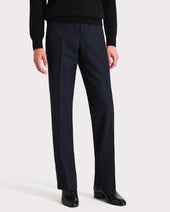 PANTALON DROIT EN SERGÉ DE LAINE - BLEU MARINE