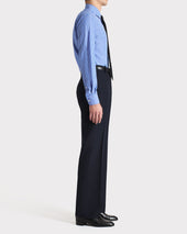 Chemise Col Large En Popeline De Coton Bleue Rayures Blanches
