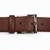 Terra Cotta Brown Soft Calf Tubo Tubular Dress Belt