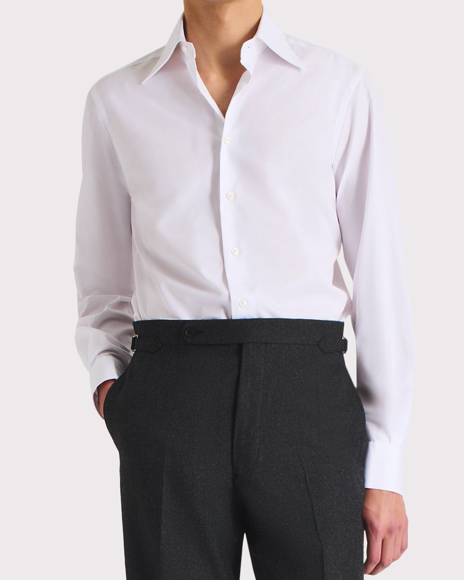 Chemise Col Large En Popeline De Coton Blanche