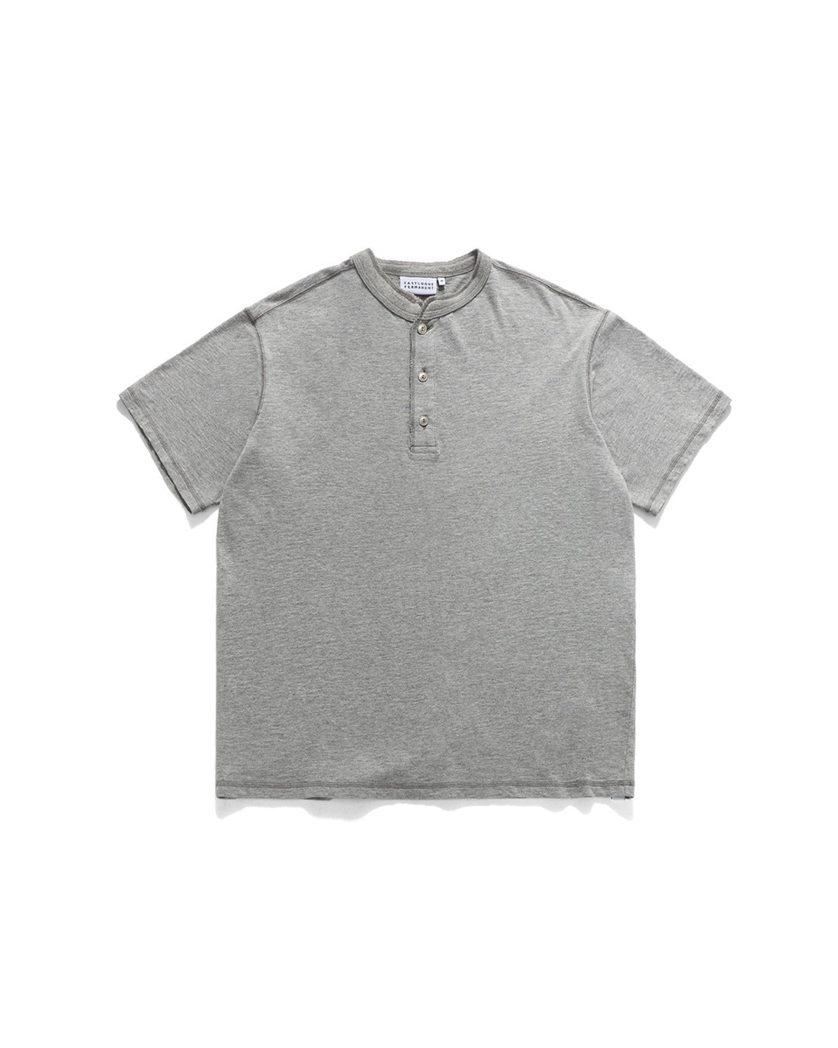 Henley Neck T Shirts Melange Grey