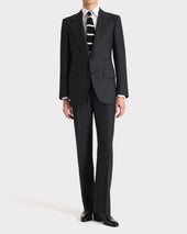 COSTUME DROIT EN FLANELLE DE LAINE - ANTHRACITE