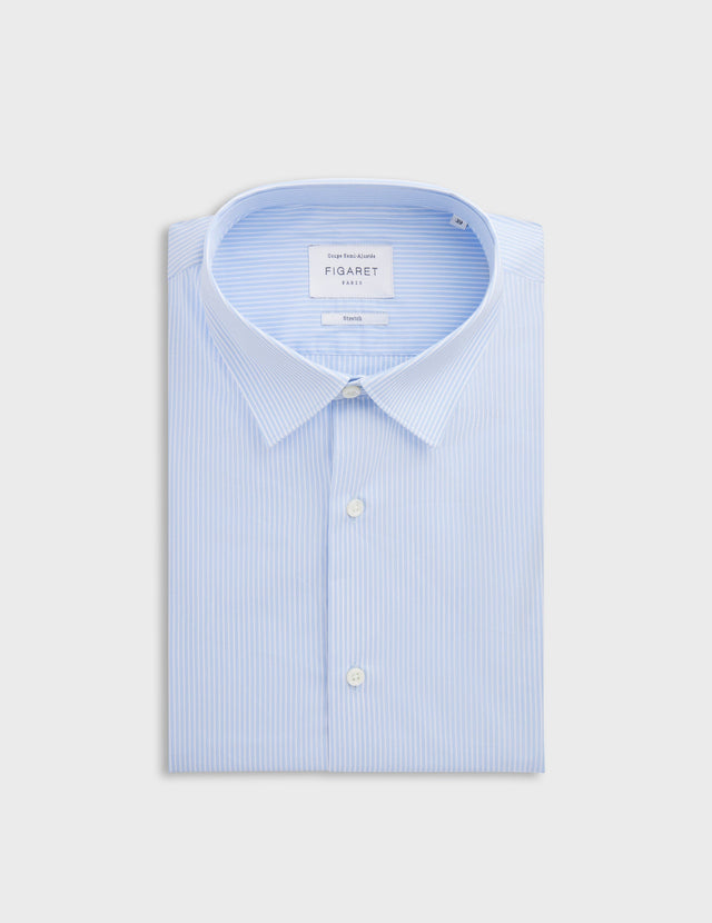 Chemise Semi-ajustée stretch rayée bleue