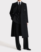 Manteau Crois En Serg De Laine Vierge Noir