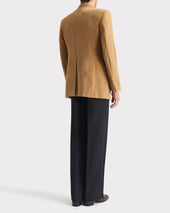 Veste Droite En Velours De Coton Beige