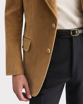 Veste Droite En Velours De Coton Beige