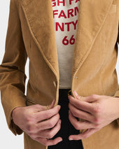Veste Droite En Velours De Coton Beige