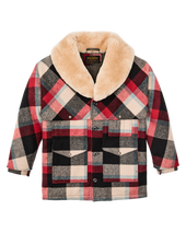 Lined Mackinaw Wool Packer Coat - Red / Cream / Blue Plaid