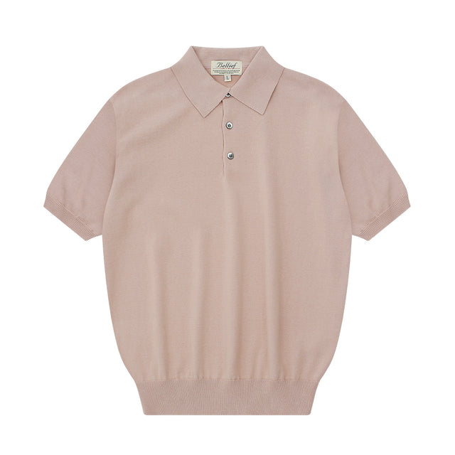 Essential Short Sleeve Polo Knit (Pink)