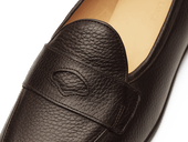 Stride Penny Loafers In Moorland Calf With Dark Sole