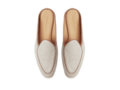 Stride Mule Loafers In Vachette Linen With Natural Sole
