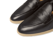 Stride Penny Loafers In Moorland Calf With Natural Sole