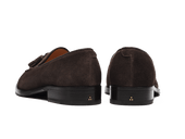 Hertford Tassel Loafers In Dark Brown Suede