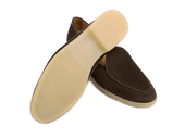 Stride Loafers In Dark Brown Glove Suede Natural Sole