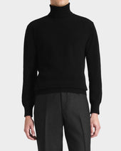 Pull Col Roul En Cachemire Noir