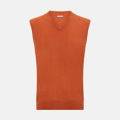 Orange Cashmere V-Neck Vest