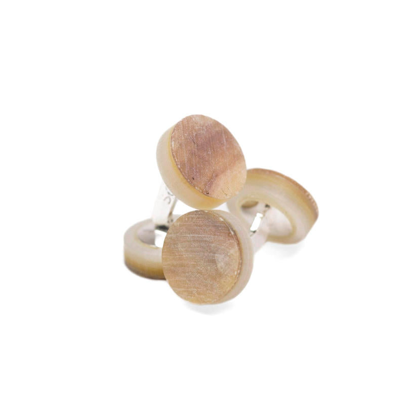Reversed Mother Of Pearl Day Rustic Cufflinks Textured Surface
