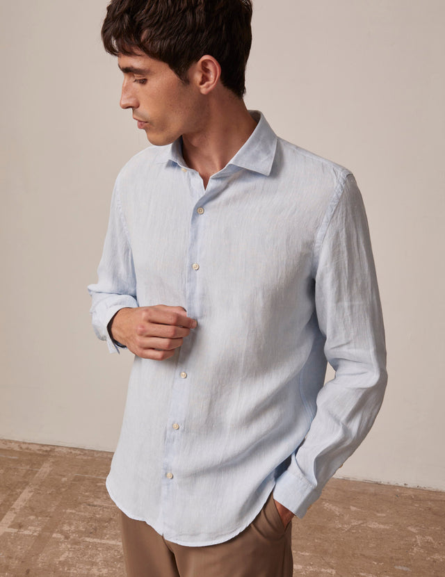 Chemise Aristote en lin bleu clair