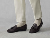 Sagan Rubber Tassel Loafers In Dark Brown Drape Calf