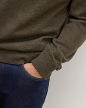 The Cashmere V-Neck Sweater | Heathered Army Green