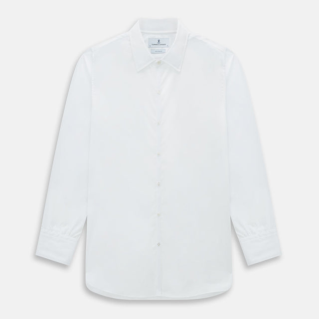 PLAIN WHITE WESTMINSTER SHIRT WITH TURNBULL COLLAR AND 3- BUTTON CUFFS