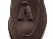 Hertford Tassel Loafers In Dark Brown Suede