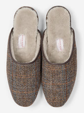 Men S Mule Slippers Douglas 2 Harris Tweed Sheepskin Beige