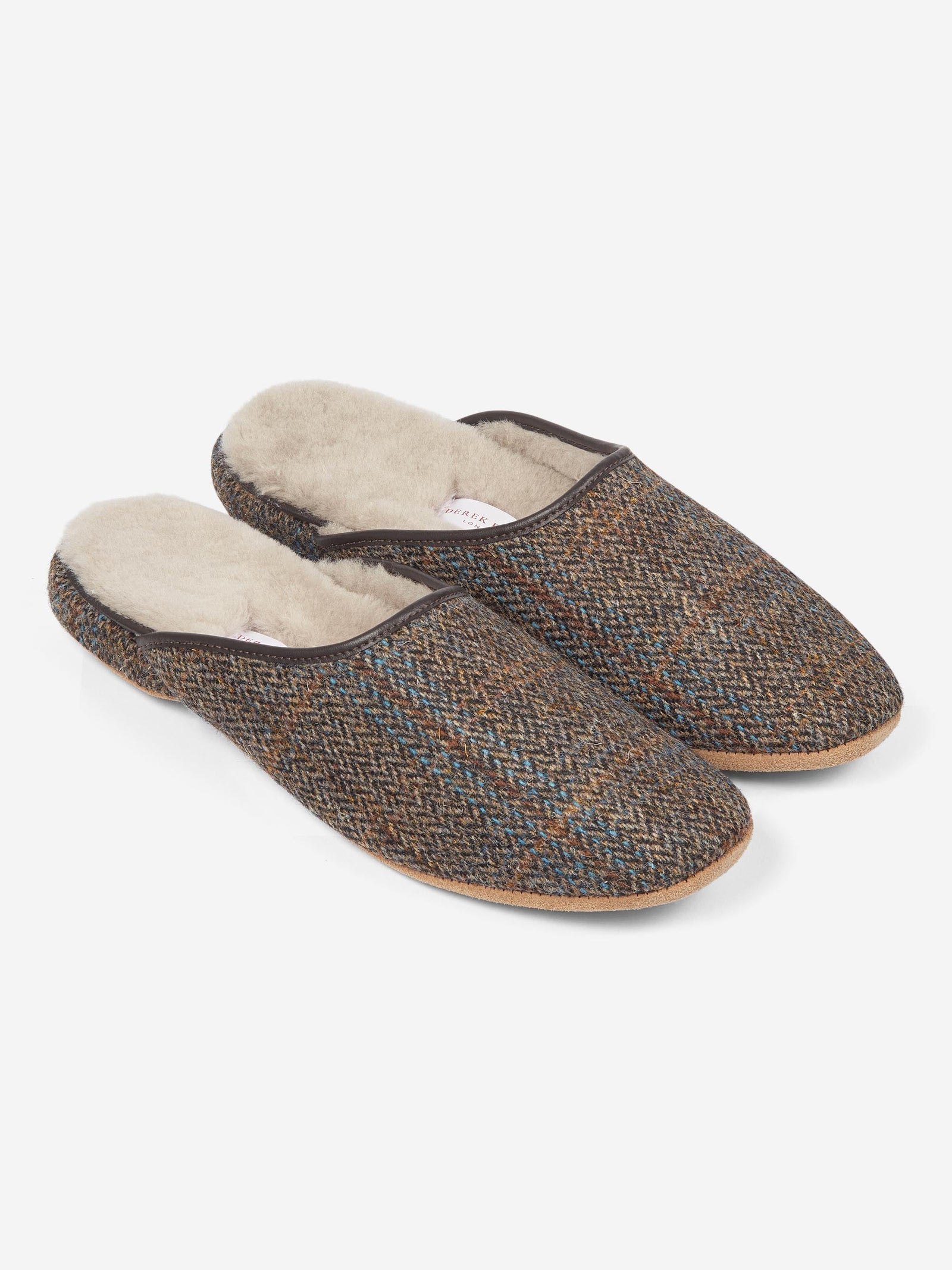 Men S Mule Slippers Douglas 2 Harris Tweed Sheepskin Beige