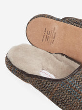Men S Mule Slippers Douglas 2 Harris Tweed Sheepskin Beige