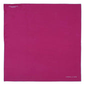 Fuchsia And White Piped Silk Pocket Square