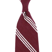 Triple Stripe Shantung Bespoke Tie Cherry