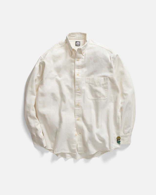 WOLF BUTTON-DOWN SHIRT - WHITE HEAVY OXFORD CLOTH