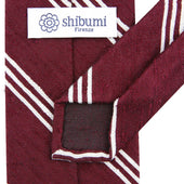 Triple Stripe Shantung Bespoke Tie Cherry