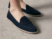 Calvi Slippers In Marina Luxe Suede And Gros Grain