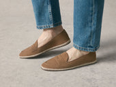 Calvi Slippers In Noix Luxe Suede And Gros Grain