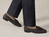 Sagan Rubber Tassel Loafers In Lusitanias Dark Brown Asteria Suede