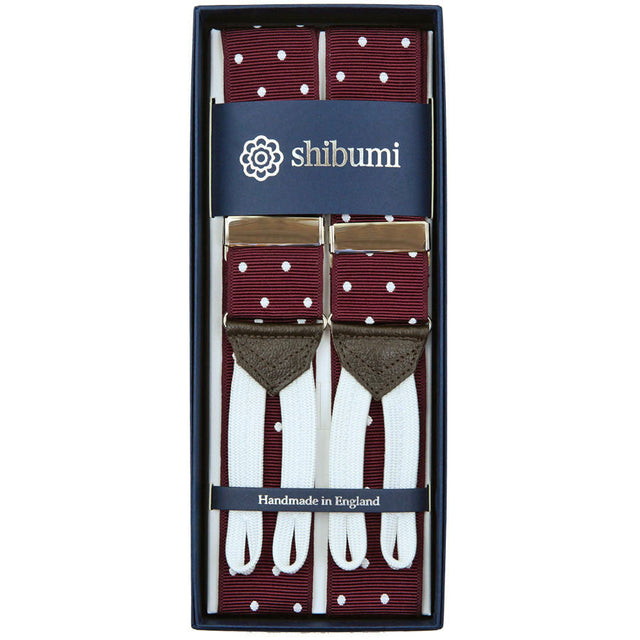 Dotted Barathea Braces - Burgundy