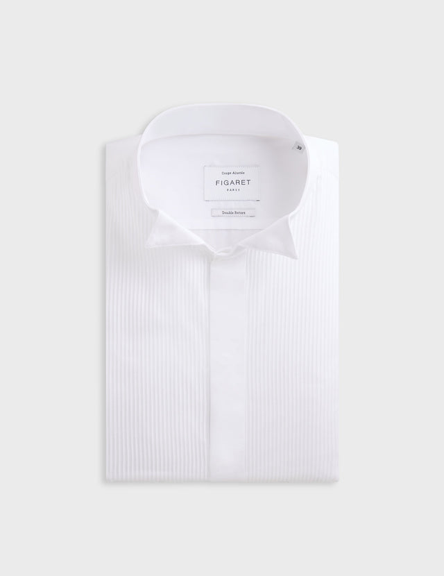 Chemise Ajust E Plastron Gorge Cach E Blanche